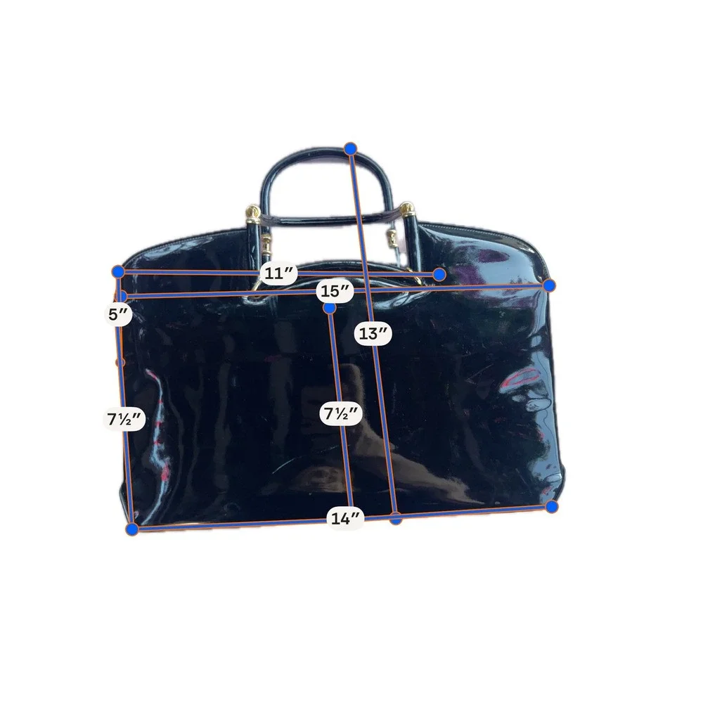 Vintage Lewis Black Patent Leather Top Handle Bag Kiss Lock Gold Hardware